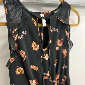 Black floral sleeveless dress